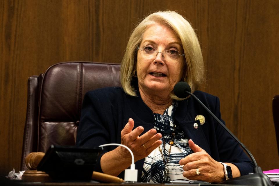 Senate President Karen Fann at the Senate hearing on the progress of the election audit in Maricopa County at the Arizona Senate in Phoenix on July 15, 2021.