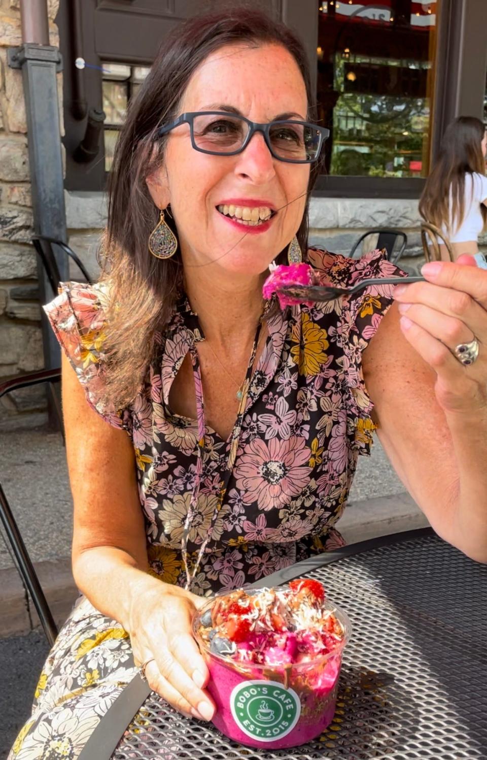 Enjoying an acai bowl at Bobo's Cafe in Chappaqua. Photographed Aug. 9, 2023