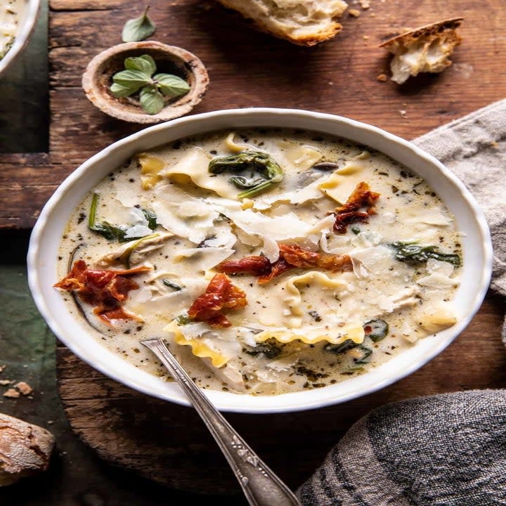 Creamy lasagna soup.