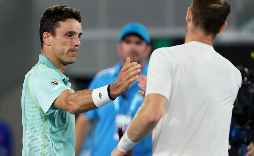 Roberto Bautista Agut and Andy Murray, pictured here sharing a very frosty handshake after their match at the Australian Open.