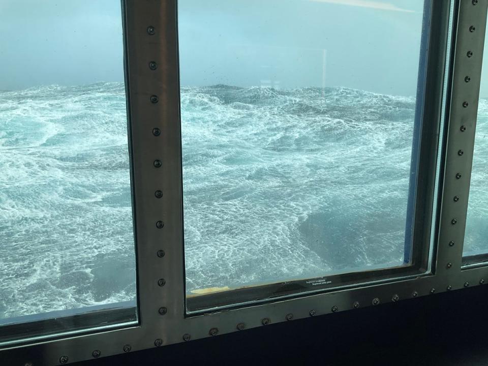 Saga’s cruise ship ran into trouble in gale force winds and was hit by waves as high as 30ft (Carol Lake)