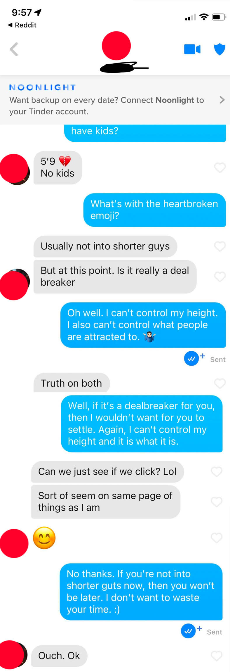 someone saying 5'9 is too short but maybe they'll click