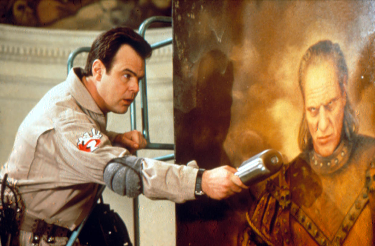 Dan Aykroyd's Ray Stantz takes readings from Vigo the Carpathian's painting in Ghostbusters II. (Alamy)