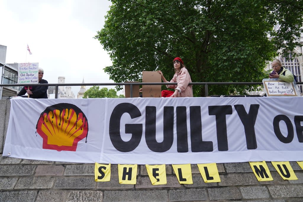 Protesters outside Shell's AGM (PA Wire)