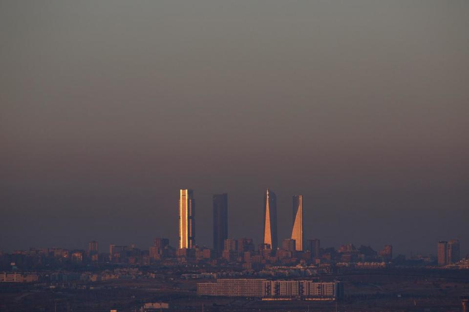 The UK had worse pollution levels than Spain, pictured - pollution over Madrid (Getty Images)