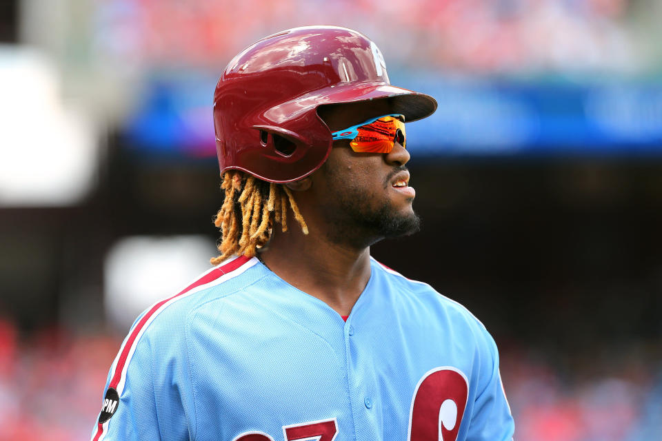 Odubel Herrera is on the restricted list after a domestic violence arrest on Memorial Day. (Photo by Rich Schultz/Getty Images)