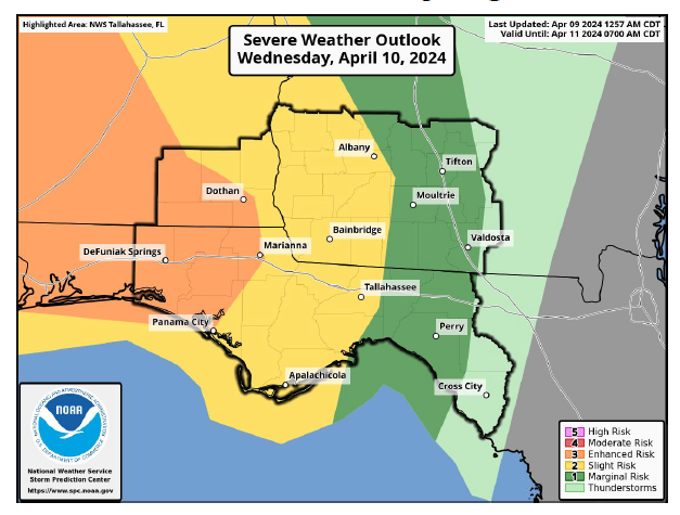 Strong storms capable of producing tornadoes and heavy rain are expected to move through North Florida Wednesday night into Thursday morning.