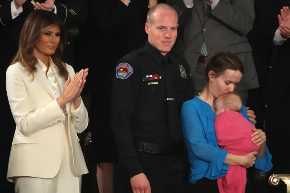 Both the Obamas and the Bushes arrived at the State of the Union address together every year. Photo: Getty