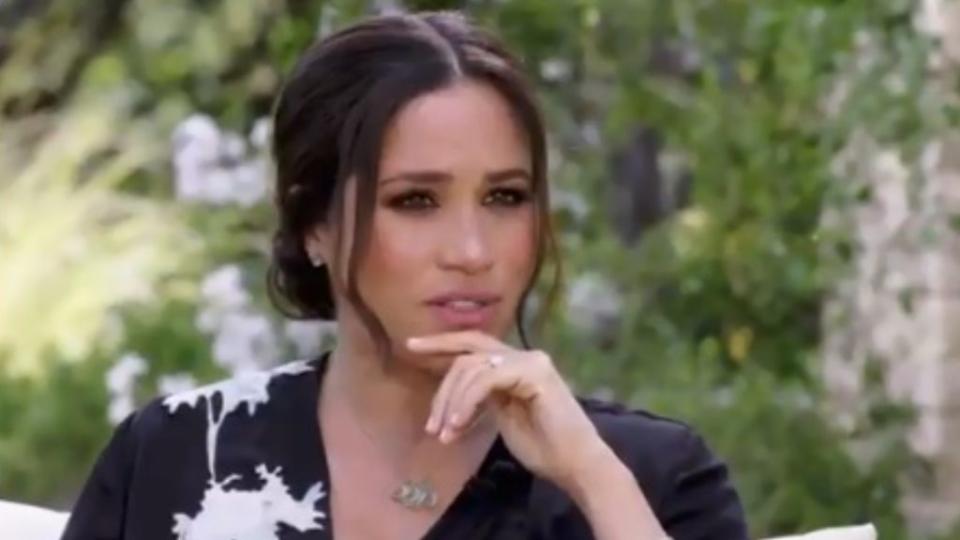 Duchess of Sussex Meghan Markle (above) opens up to Oprah Winfrey, both alone and with husband Prince Harry, in an interview airing this weekend. (CBS)