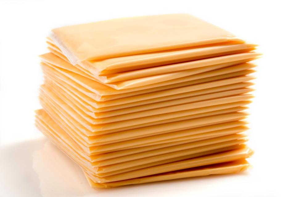 Slices of individually wrapped American cheese