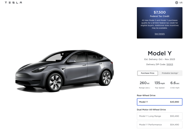 Tesla Adds Single Motor RWD Model Y To US Configurator - CleanTechnica