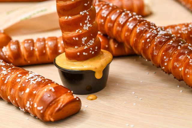 <p>Courtesy of Subway</p> Auntie Anne's footlong pretzel