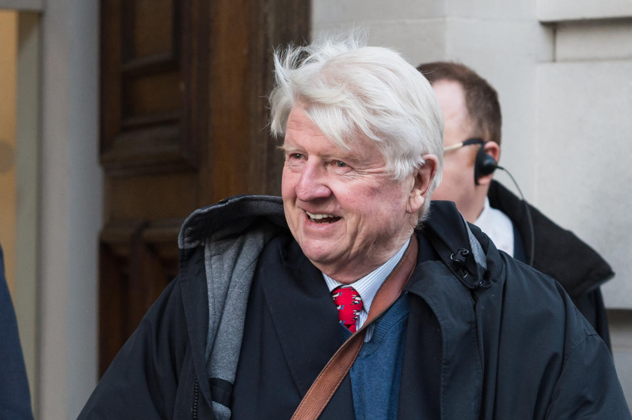 LONDON, UNITED KINGDOM - FEBRUARY 04, 2020: Stanley Johnson arrives at Science Museum where Britain's Prime Minister Boris Johnson launches the UK?s COP26 strategy ahead of the Glasgow Summit in November on 04 February, 2020 in London, England. Prime Minister Boris Johnson, joined by Italy's Prime Minister Giuseppe Conte, naturalist Sir David Attenborough and the outgoing governor of the Bank of England, Mark Carney, is expected to call for international efforts to reach net zero carbon emissions by 2050.- PHOTOGRAPH BY Wiktor Szymanowicz / Barcroft Media (Photo credit should read Wiktor Szymanowicz/Barcroft Media via Getty Images)