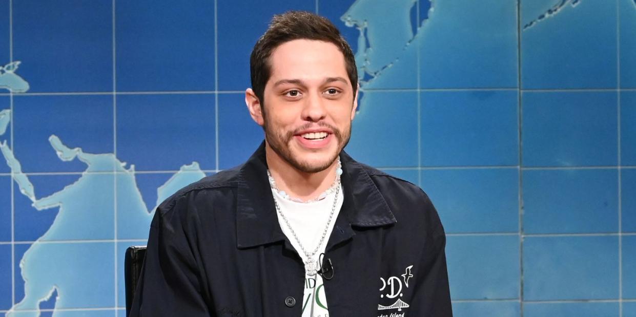 saturday night live natasha lyonne, japanese breakfast episode 1826 pictured l r pete davidson and anchor colin jost during weekend update on saturday, may 21, 2022 photo by will heathnbcnbcu photo bank via getty images
