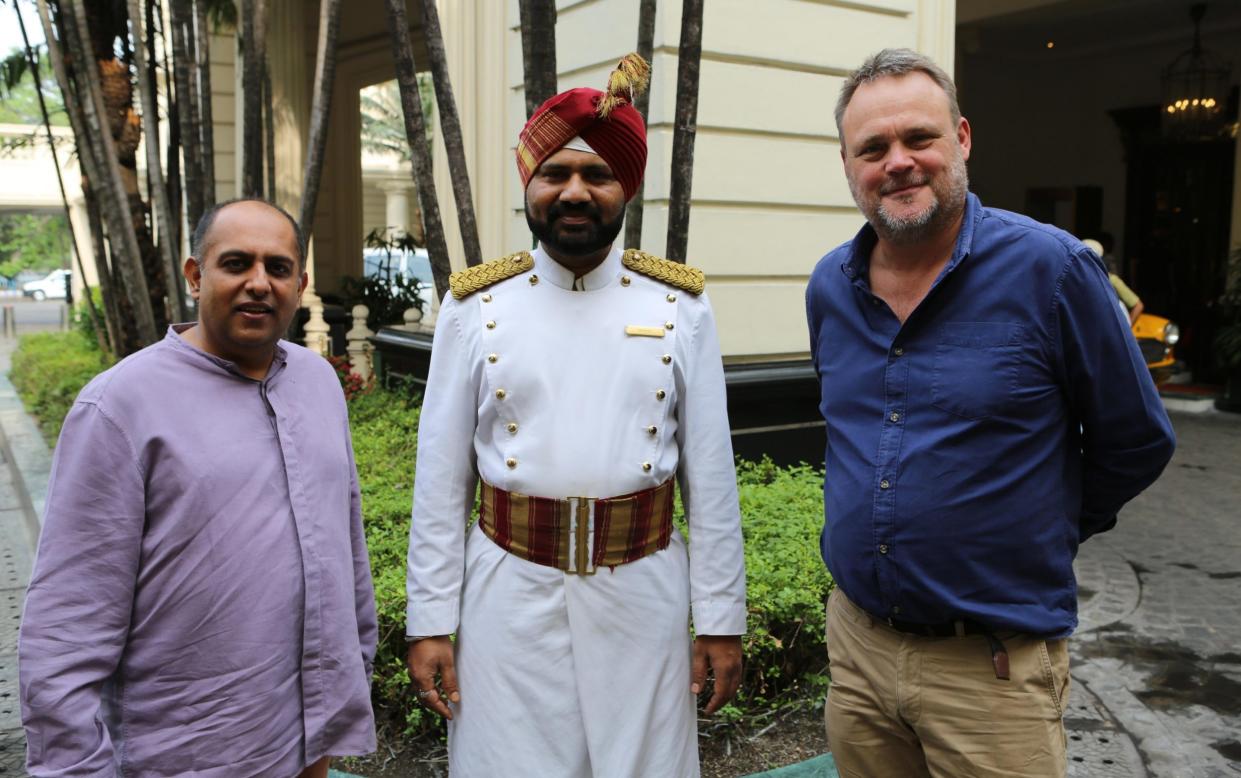 Indian comedian Anuvab Pal and Kolkata local Moham Kumar with Al Murray