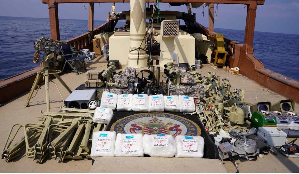 Iranian weaponry bound for Yemen after it was seized by US forces in January.