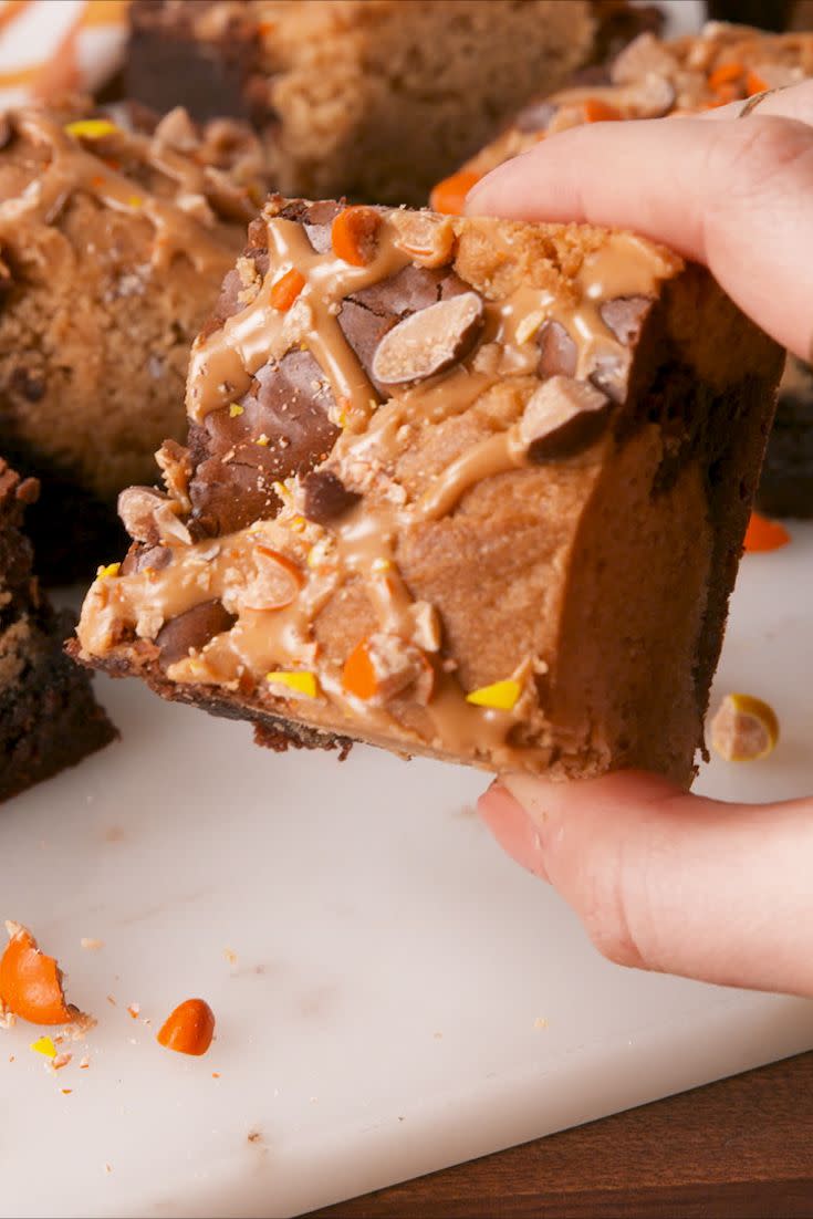 Peanut Butter Cookie Stuffed Brownies