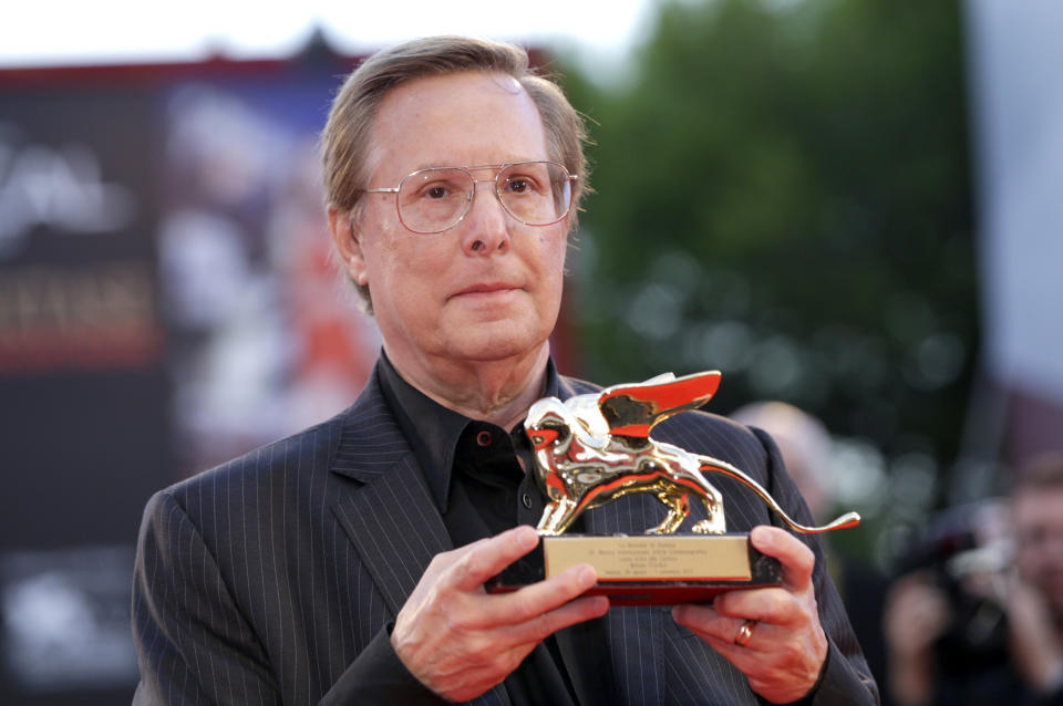 FILE - Director William Friedkin poses with his Golden Lion Lifetime Achievement award at the 70th edition of the Venice Film Festival in Venice, Italy on Thursday, Aug. 29, 2013. Friedkin, who won the best director Oscar for “The French Connection,” died Monday, Aug. 7, 2023, in Los Angeles, his wife, producer and former studio head Sherry Lansing told The Hollywood Reporter. (AP Photo/Andrew Medichini, File)