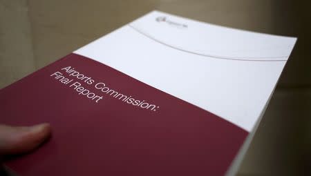 A copy of the Airports Commission final report is seen during a news conference in London, Britain July 1, 2015. REUTERS/Paul Hackett