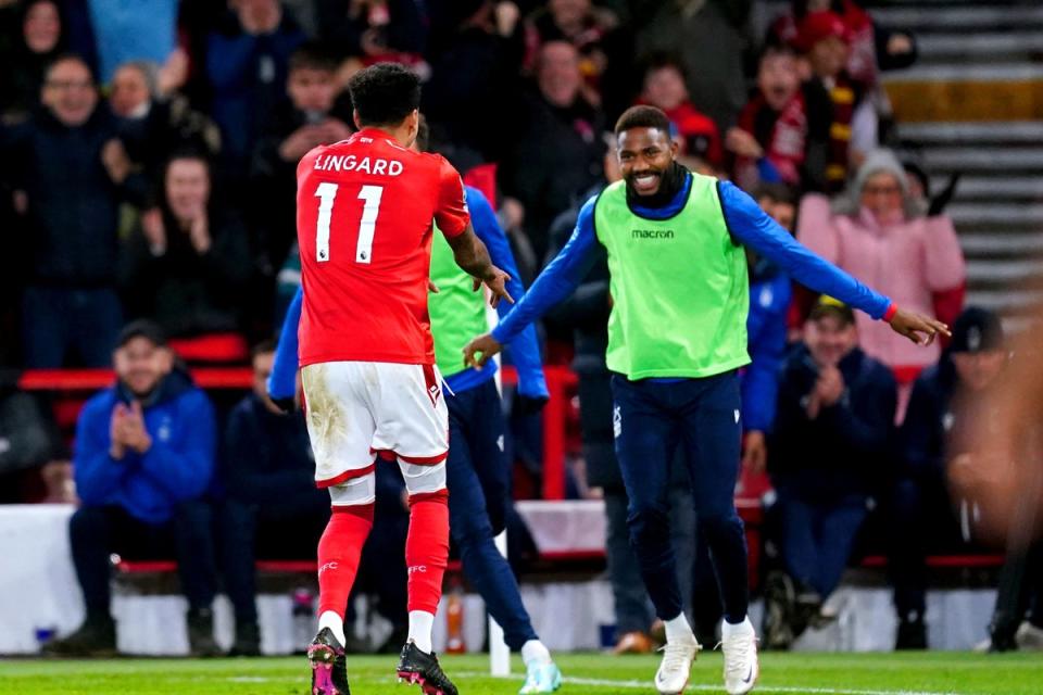 It was lucky number 13 for Jesse Lingard, who finally broke his goalscoring duck for Nottingham Forest in the 2-0 win over Spurs (David Davies/PA) (PA Wire)