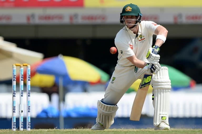 Australian captain Steve Smith in action during the second day of the third Test against India in Ranchi, on March 17, 2017