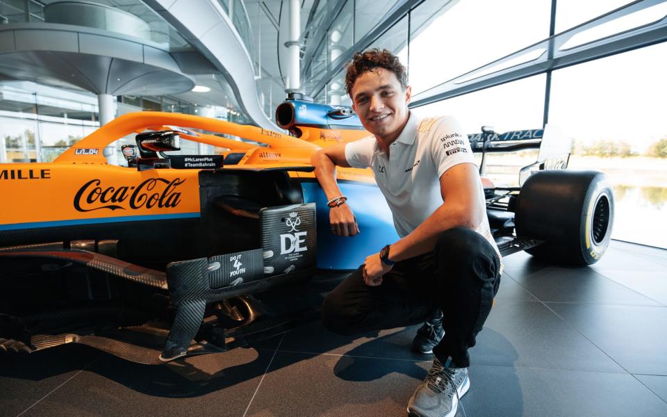  Undated handout photo issued by the Duke of Edinburgh's Award of McLaren driver Lando Norris who spoke to local young people who are taking part in the Duke of Edinburghâ€™s Award during a visit to McLaren Technology Centre in Woking. Issue date: Sunday July 18, 2021. PA Photo. Before the start of the British Grand Prix at Silverstone, The Earl and Countess of Wessex met McLaren drivers Lando Norris and Daniel Ricciardo and their team which is joining forces with the DofE to encourage the public to take part in the charityâ€™s new fundraising challenge â€“ Do It 4 Youth. See PA story ROYAL Wessex. Photo credit should read: The Duke of Edinburgh's Award/PA Wire NOTE TO EDITORS: This handout photo may only be used in for editorial reporting purposes for the contemporaneous illustration of events, things or the people in the image or facts mentioned in the caption. Reuse of the picture may require further permission from the copyright holder. - PA