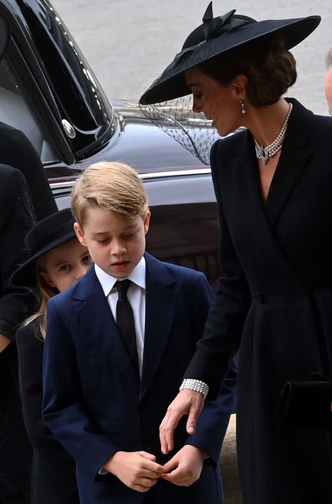 The family were seen arriving at Westminster Abbey to attend the Queen's funeral. (Getty Images)