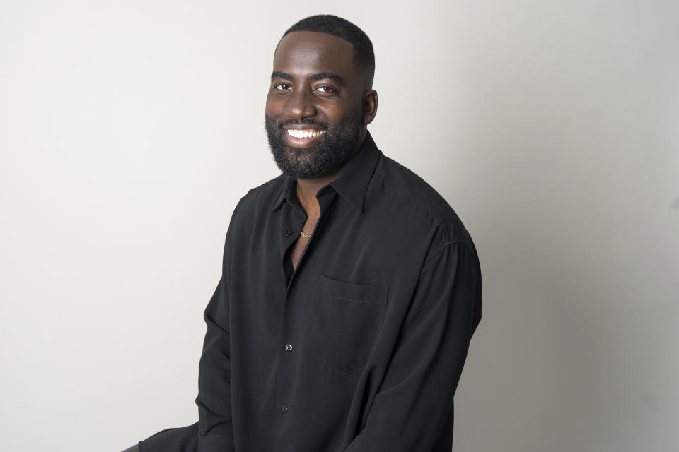 Shamier Anderson poses for a portrait in New York on March 15, 2023, to promote his film “John Wick: Chapter 4." (AP Photo/Gary Gerard Hamilton)