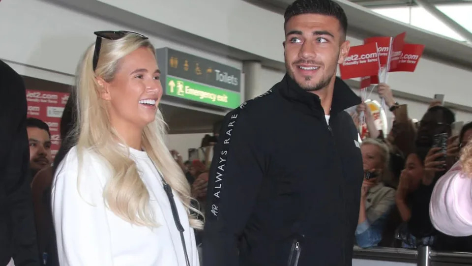 Love Island runners up Molly Mae Hague and Tommy Fury arrive at Stansted Airport in Essex following the final of the reality TV show.