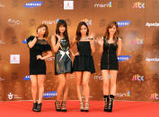 <p>Miss A pose on the red carpet at the 27th Golden Disk Awards in Malaysia on January 16, 2013. (Photo: MOHD RASFAN/AFP/Getty Images) </p>