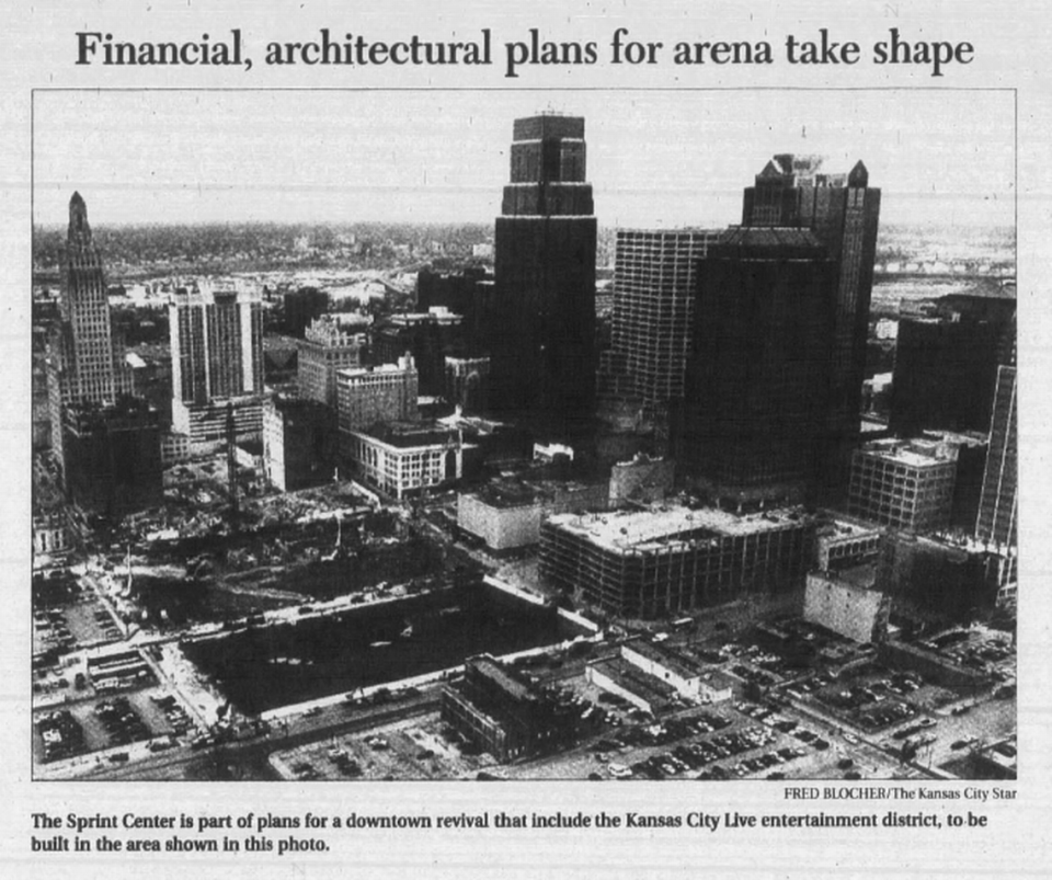 A Kansas City Star newspaper clipping shows the land in downtown Kansas City that would become the T-Mobile Center and Power & Light District. Jan. 27, 2005.