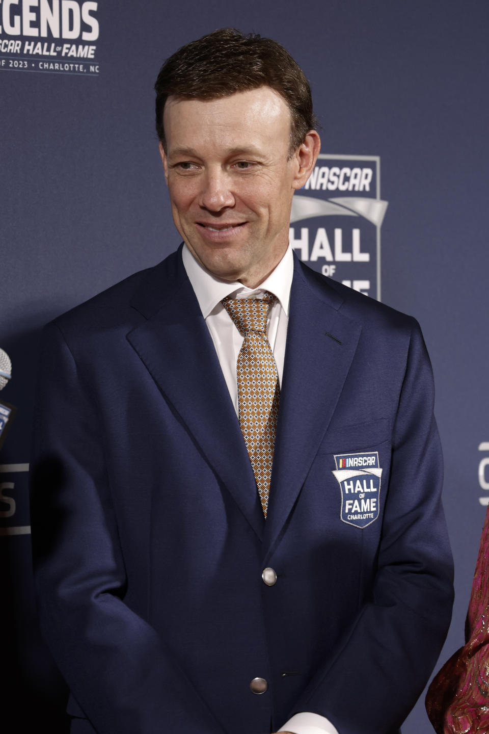 Matt Kenseth arrives for the NASCAR Hall of Fame inductions in Charlotte, N.C., Friday, Jan. 20, 2023. (AP Photo/Nell Redmond)