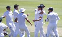 England celebrates the wicket of Stiaan van Zyl (not in picture) during the second cricket test match against South Africa in Cape Town, South Africa, January 3, 2016. REUTERS/Mike Hutchings Picture Supplied by Action Images