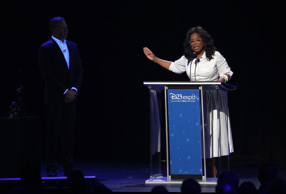 Oprah, attending Disney’s D23 Expo in 2017. (Credit: REX)