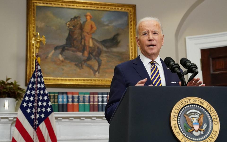 U.S. President Joe Biden announces actions against Russia for its war in Ukraine, at the White House in Washington -  KEVIN LAMARQUE/ REUTERS