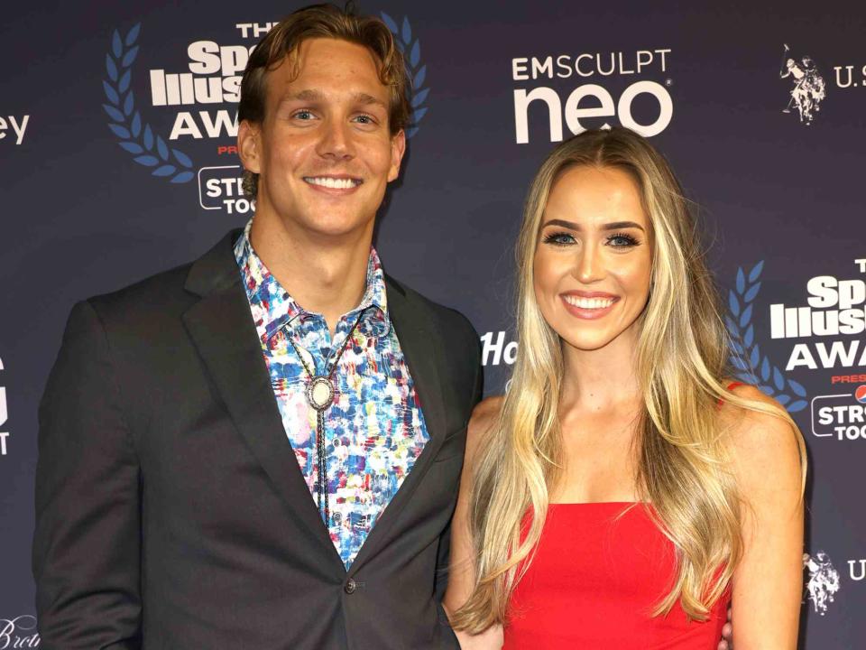 <p>Rodrigo Varela/Getty </p> Caeleb Dressel and Meghan Dressel attend the 2021 Sports Illustrated Awards in Hollywood, Florida.