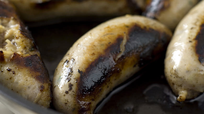 Overcooked torn sausages 