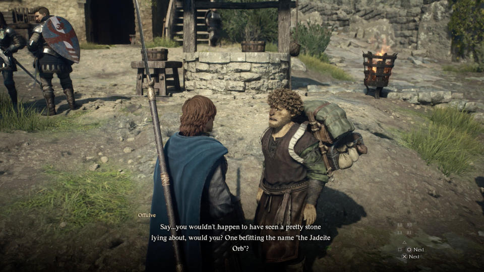 You don’t go looking for quests in Dragon’s Dogma 2. The quests find you as NPCs approach you while you’re walking through town. PHOTO: Screengrab from Capcom