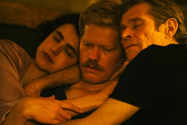 <p>Atsushi Nishijima/Searchlight Pictures</p> Margaret Qualley, Jesse Plemons, and Willem Dafoe in 'Kinds of Kindness'