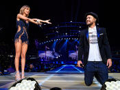 Okay, Taylor, you win; we lose. We have no (we repeat: no) chill left after Swift brought out Timberlake to perform <i>Mirrors</i> at her fifth and final August tour stop in Los Angeles. "Anyone who knows me knows this is my favourite artist," she told the crowd before he took the stage. (Same.)