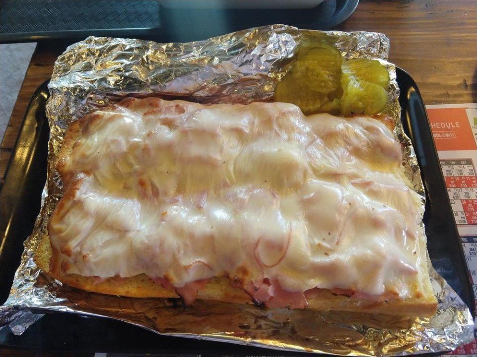 <p>Reportedly invented in 1973 at a St. Louis deli by a customer named Dick Gerber and now found at many Missouri restaurants, the Gerber sandwich is an open-faced sandwich that starts with a halved loaf of Italian or French bread, smeared with garlic butter, topped with ham, cheese — usually provolone or Provel — and some paprika, and then toasted.</p>