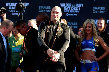 Boxing - Deontay Wilder & Tyson Fury Weigh-In - Los Angeles Convention Center, Los Angeles, United States - November 30, 2018 Tyson Fury during the weigh in Action Images via Reuters/Andrew Couldridge