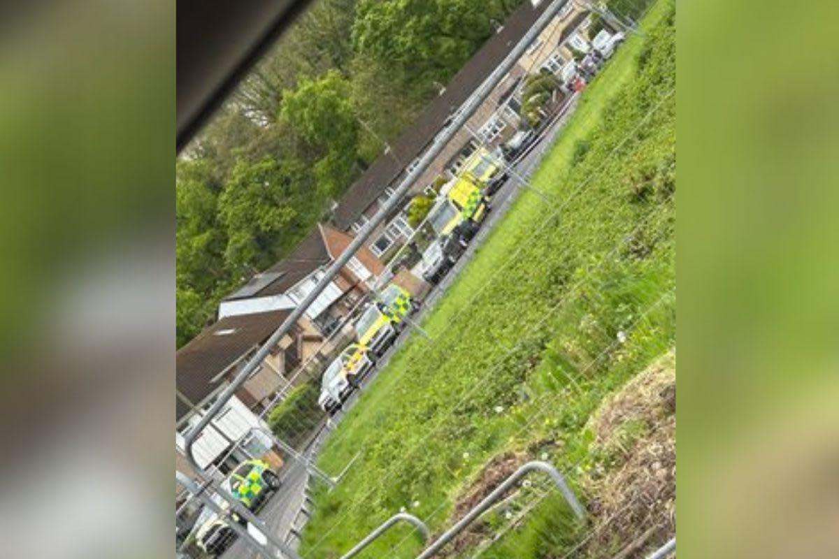 Emergency services in the Cot Farm Circle area of Newport yesterday <i>(Image: Daniel Lee James)</i>