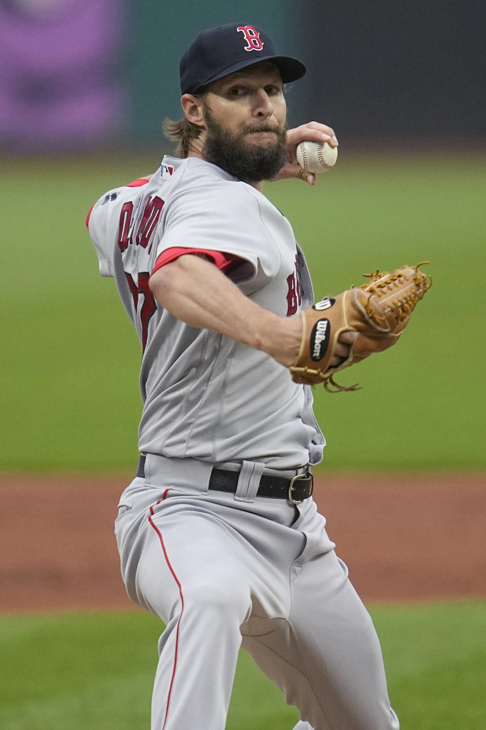 Boston Red Sox starting pitcher Matt Dermody throws during the first inning of the team's baseball game against the Cleveland Guardians, Thursday, June 8, 2023, in Cleveland. (AP Photo/Sue Ogrocki)