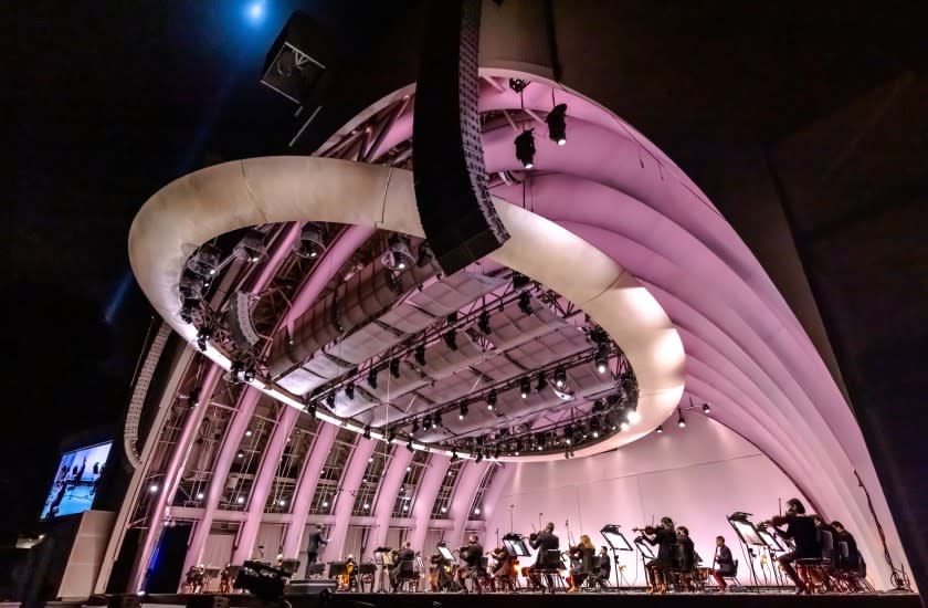 The Hollywood Bowl hatch shell makes its debut during the venue's reopening on May 15, 2021.