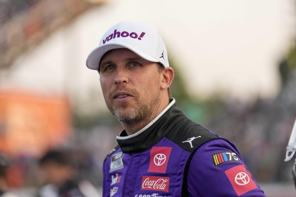 Cup Series driver Denny Hamlin (11) during the NASCAR All-Star Race at North Wilkesboro Speedway. Jim Dedmon-USA TODAY Sports