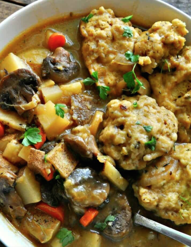 <p>Rabbits and Wolves</p><p>Delicious, hearty winter veggie stew topped with cheesy herb dumplings.</p><p><strong>Get the recipe: <a href="https://www.rabbitandwolves.com/vegan-winter-vegetable-stew-cheesy-herb-dumplings/" rel="nofollow noopener" target="_blank" data-ylk="slk:Vegan Winter Vegetable Stew with Cheesy Herb Dumplings;elm:context_link;itc:0;sec:content-canvas" class="link rapid-noclick-resp"><em>Vegan Winter Vegetable Stew with Cheesy Herb Dumplings</em></a></strong></p>