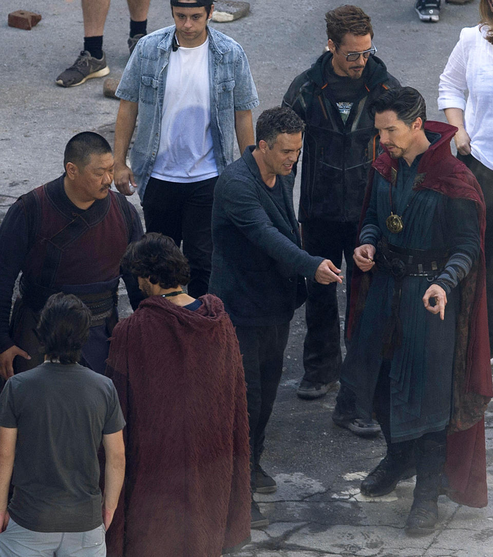 Benedict Cumberbatch and Robert Downey Jr assemble on-set for 'Avengers: Infinity War'