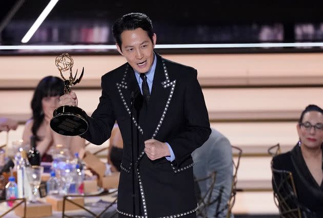 Lee Jung-Jae accepts the Emmy for Outstanding Lead Actor in a Drama Series for 