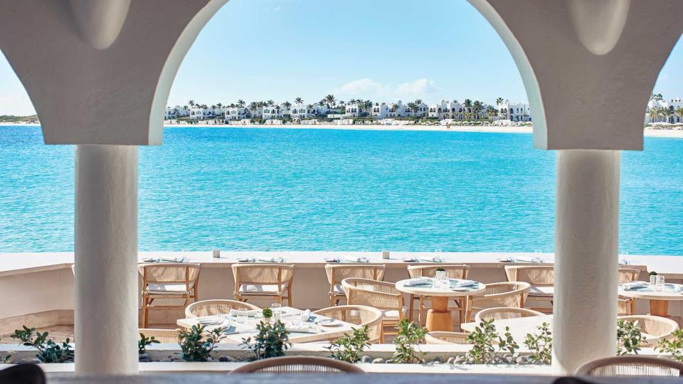 View through an archway at the Belmond Cap Juluca, voted one of the best resorts in the Caribbean